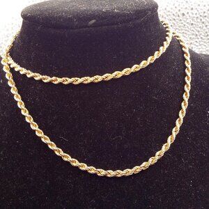 HOLIDAY 14K SOLID GOLD (21.9 GRAM) 3.17 MM TWIST ROPE 23" LONG CHAIN NECKLACE